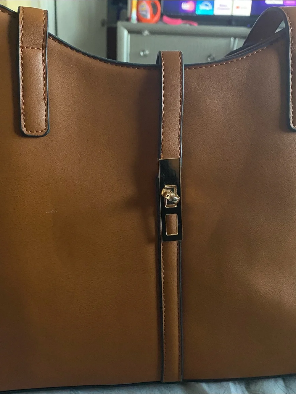 Classic Brown Leather Tote Bag for Men
